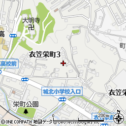 神奈川県横須賀市衣笠栄町周辺の地図