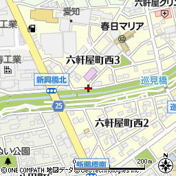 愛知県春日井市六軒屋町西周辺の地図