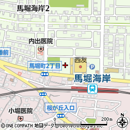 西友馬堀店第一駐車場周辺の地図