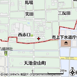 愛知県一宮市萩原町西御堂東赤口周辺の地図