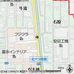 愛知県北名古屋市六ツ師牛流周辺の地図