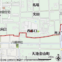 愛知県一宮市萩原町西御堂西赤口周辺の地図