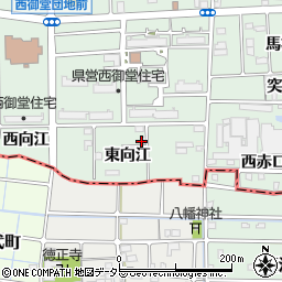 愛知県一宮市萩原町西御堂（東向江）周辺の地図