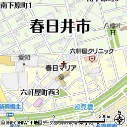 愛知県春日井市六軒屋町（杁鹿下）周辺の地図