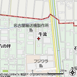愛知県北名古屋市熊之庄牛流周辺の地図