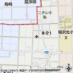 愛知県稲沢市木全1丁目周辺の地図