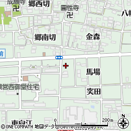 愛知県一宮市萩原町西御堂（馬場）周辺の地図