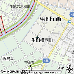 愛知県稲沢市生出横西町周辺の地図