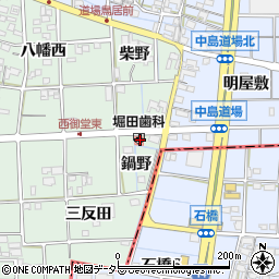 愛知県一宮市萩原町西御堂鍋野周辺の地図