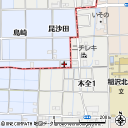 愛知県一宮市萩原町中島昆沙田38-1周辺の地図