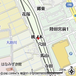 愛知県稲沢市陸田町桃ノ木周辺の地図