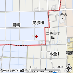 愛知県一宮市萩原町中島昆沙田周辺の地図