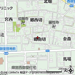 愛知県一宮市萩原町西御堂（郷南切）周辺の地図