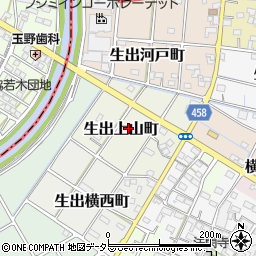 愛知県稲沢市生出上山町周辺の地図