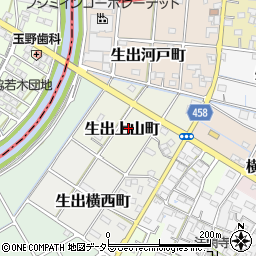 愛知県稲沢市生出上山町周辺の地図