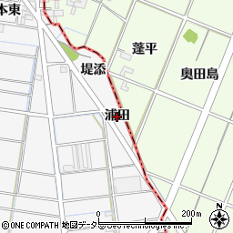 愛知県稲沢市祖父江町山崎（浦田）周辺の地図