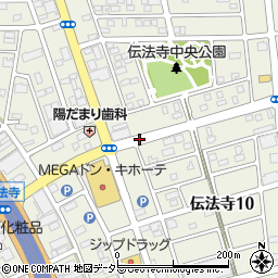 愛知県一宮市伝法寺周辺の地図