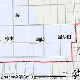 愛知県一宮市萩原町中島（島崎）周辺の地図