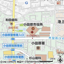 小田原市役所　文化政策課文化交流係周辺の地図