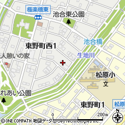 愛知県春日井市東野町西1丁目16周辺の地図