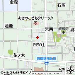 愛知県一宮市萩原町西御堂四ツ辻周辺の地図