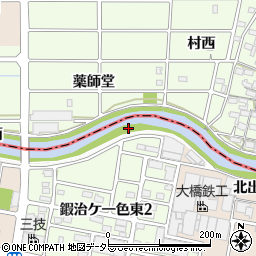 愛知県北名古屋市鍜治ケ一色（池田）周辺の地図
