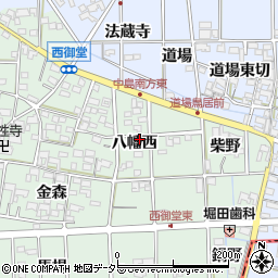 愛知県一宮市萩原町西御堂八幡西46周辺の地図