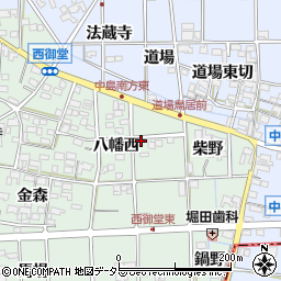 愛知県一宮市萩原町西御堂八幡西77周辺の地図