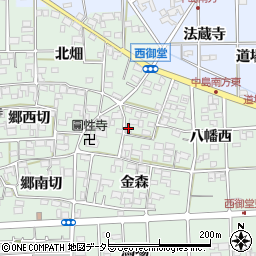 愛知県一宮市萩原町西御堂八幡西318周辺の地図