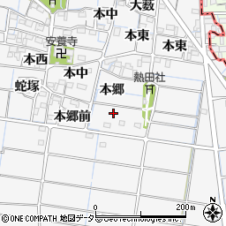 愛知県稲沢市祖父江町山崎（本郷）周辺の地図