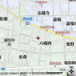 愛知県一宮市萩原町西御堂（八幡西）周辺の地図