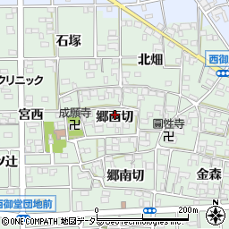 愛知県一宮市萩原町西御堂郷西切周辺の地図