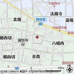 愛知県一宮市萩原町西御堂八幡西14周辺の地図