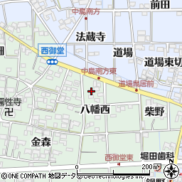 愛知県一宮市萩原町西御堂八幡西86周辺の地図