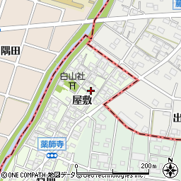 愛知県北名古屋市薬師寺屋敷周辺の地図