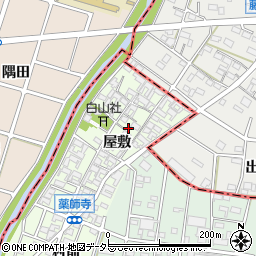 愛知県北名古屋市薬師寺（屋敷）周辺の地図