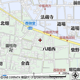 愛知県一宮市萩原町西御堂八幡西32周辺の地図