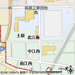 愛知県一宮市萩原町西御堂北江西周辺の地図