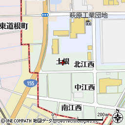 愛知県一宮市萩原町西御堂土根周辺の地図