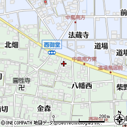 愛知県一宮市萩原町西御堂八幡西34周辺の地図