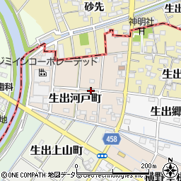 愛知県稲沢市生出河戸町周辺の地図