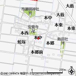 愛知県稲沢市祖父江町山崎本中周辺の地図