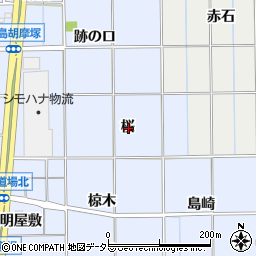 愛知県一宮市萩原町中島桜周辺の地図