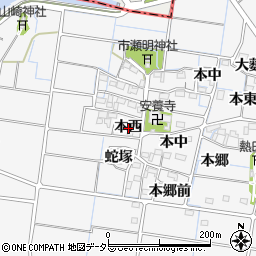 愛知県稲沢市祖父江町山崎本西周辺の地図