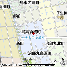 愛知県稲沢市島高須賀町周辺の地図