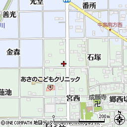 愛知県一宮市萩原町西御堂社宮司周辺の地図