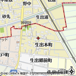愛知県稲沢市生出本町周辺の地図