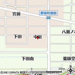 愛知県岩倉市野寄町中田周辺の地図