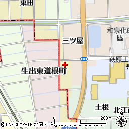 愛知県一宮市萩原町築込道根周辺の地図