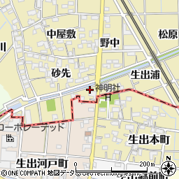 愛知県一宮市萩原町築込生出浦95周辺の地図